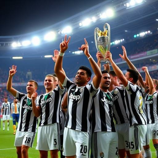 Giocatori della Juventus che festeggiano la vittoria dello scudetto