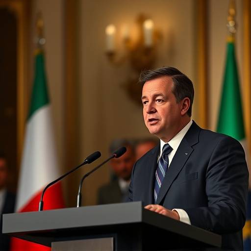 Il Presidente del Consiglio italiano durante una conferenza stampa