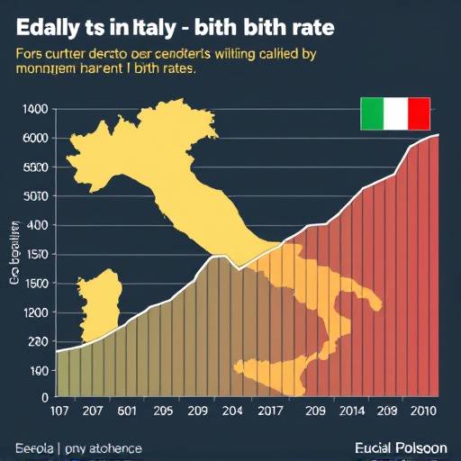 Un grafico che mostra il calo del tasso di natalit&agrave; in Italia nel corso degli anni.