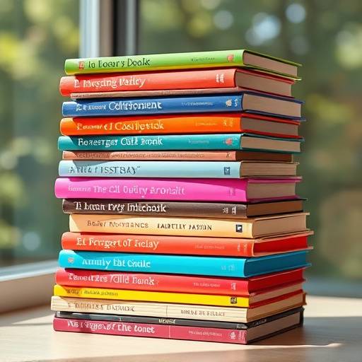 Una pila di libri con diverse copertine colorate